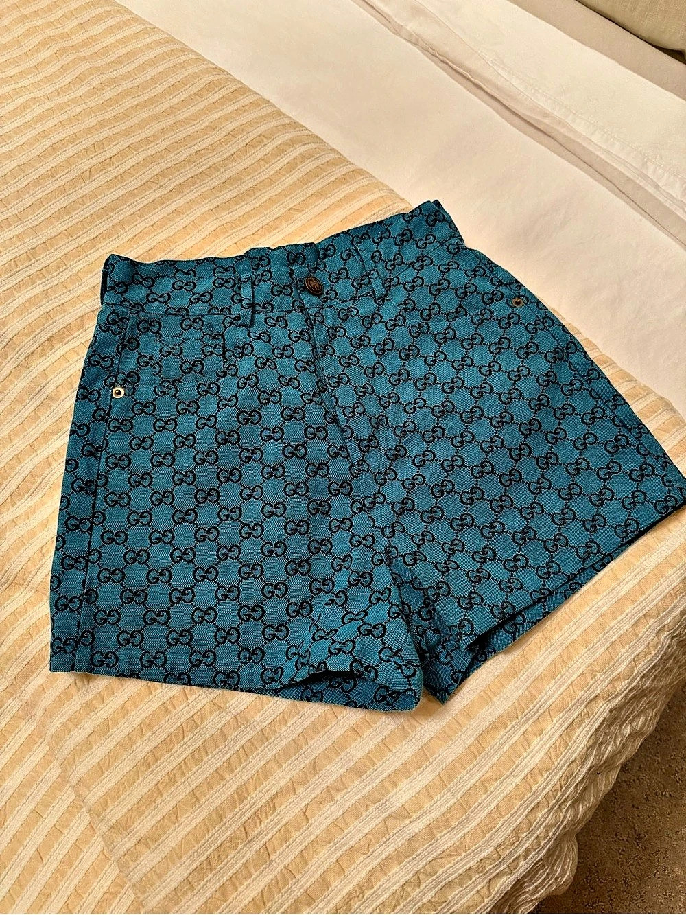 Gucci GG Jacquard Canvas Shorts - Blue XS